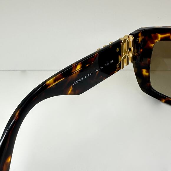 New MIU MIU Sunglasses Brown Square 2025 Gold Metal Logo Women Authentic w/ Case - Picture 5 of 6